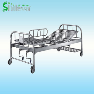 Cama de Hospital Manual Joyful Abundance SLV-B4020 de Acero Inoxidable con Doble Manivela y Barandilla para Uso en Salas de Hospitalización - Product Image 1