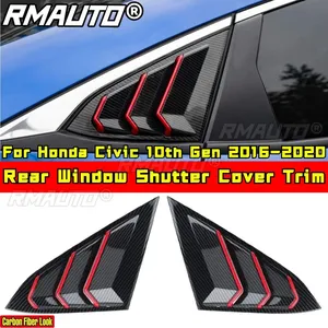 Civic Car Side Rear <b>Window</b> Louver Shutter <b>Cover</b> Glossy Black Red Style for Honda Civic 10th Gen 2016-2020 Car Accessories - Product Image 2