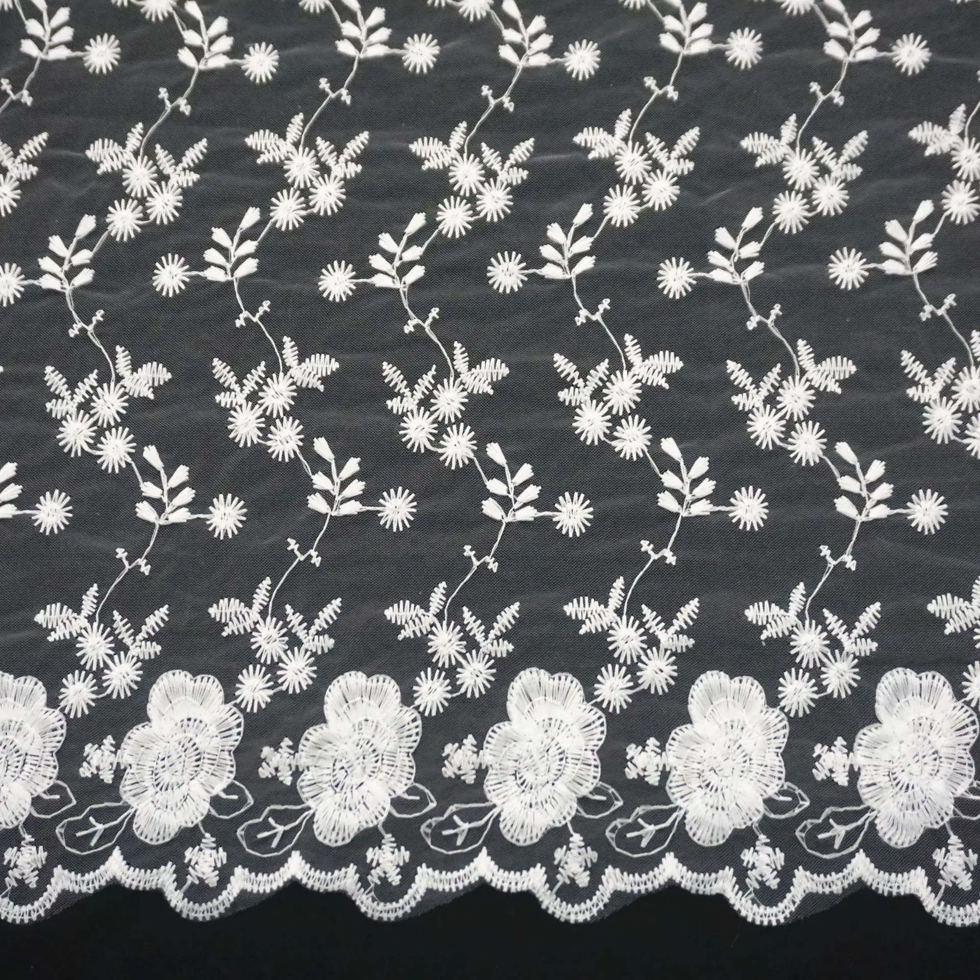 Manufacturer good price milk silk water-soluble embroidery mesh lace fabric white in wedding dress