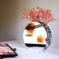 Hiện Đại Vòng Acrylic Gương Flower Vase Cho Món Quà Tùy Chỉnh Hoa Container Lucite Flower Vase Cho Trang Chủ Văn Phòng Trang Trí Lọ