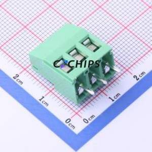 WJ129V-5.0-3P Screw Terminal Block Through hole Component (THT),P=5mm Connector 1x3P 5mm Green Through Hole - Product Image 1