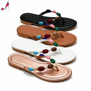 Sandalias Planas con Cuentas y Piedras Preciosas Coloridas <span class=keywords><strong>para</strong></span> <span class=keywords><strong>Mujer</strong></span>, <span class=keywords><strong>Chanclas</strong></span> Elegantes, Estilo Bohemio, Punta Abierta, Suaves, Transpirables, <span class=keywords><strong>para</strong></span> Viajes, Verano, Venta al por Mayor - Product Image 1