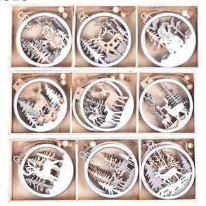 Renne en bois Père Noël Bonhomme De Neige Boule De Noël Décoration Suspendue Arbre De Noël Ornement Décoration - Product Image 5