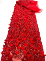 Nouveau Tissu en Dentelle Tricotée 100% Polyester Respirant 2026 avec Broderie Tridimensionnelle pour Robes Femme et Fille, Accessoires de Mariage
