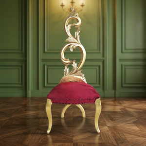 Chaise élégante à dossier haut en bois massif avec feuilles dorées, design moderne, mobilier de maison de haute qualité à prix abordable pour salle à manger et appartement - Product Image 3