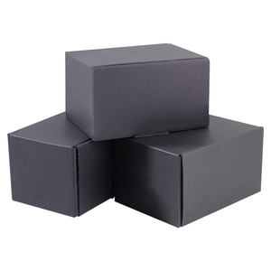 קופסת קרטון גלי קטנה שחורה מלכותית בהתאמה אישית עם לוגו, מתקפלת, עם ריפוד ספוג, הטבעה נוצצת, לאריזת מתנות למשלוח בדואר - Product Image 4