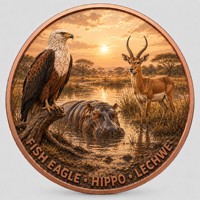 Pièce de monnaie en cuivre pur 999 de 5 oz, Série Animaux de la Savane Afrique : Domination de la Prairie, Édition UV en relief coloré, Pièce de monnaie en cuivre