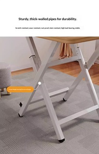 <span class=keywords><strong>Table</strong></span> à manger pliable en bois avec pieds en métal <span class=keywords><strong>pour</strong></span> la maison, la <span class=keywords><strong>cuisine</strong></span>, le balcon, les petits espaces - Product Image 3