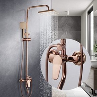 HLK Kits de robinets de douche en laiton pour salle de bains moderne Ensemble de robinets mitigeurs à effet pluie Ensemble de robinets de douche mural noir Céramique polie