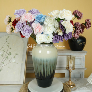 Fleurs artificielles en vrac, décoration, prix avantageux, vente en gros, haute qualité, rose artificielle en soie à 3 têtes - Product Image 6