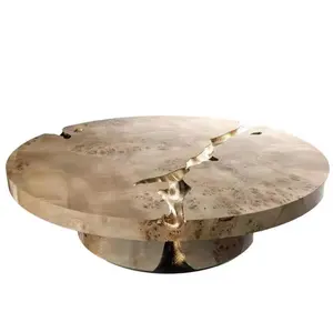 Nordic style round coffee table Big Table fashion Golden Wood retro modern furniture