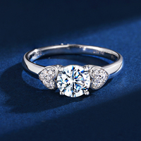 YBO personnalisé luxe Double coeur 1CT Moissanite mariage bagues de fiançailles VVS D couleur 925 bijoux en argent Sterling fêtes élégantes