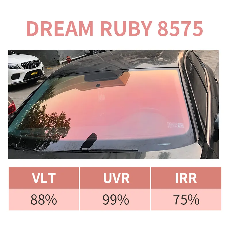 طلاء للنافذة الأمامية للسيارة لون أحمر كاليميليون مع عزل بنسبة 75% غطاء مطفي ملون للزجاج الأمامي للسيارة