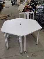 Bureau combiné multifonctionnel triangulaire et trapézoïdal avec roulettes, mobile, modulable et réglable en hauteur