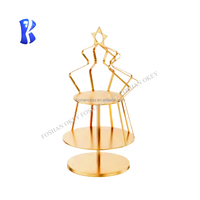 Banquete de fiesta Buffet Catering Cupcake Display Risers Decoraciones de mesa Vidrio dorado y soporte de pastel y postre de metal Set Boda