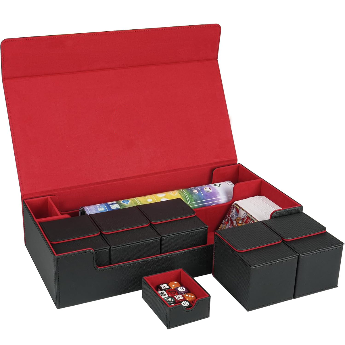 leather yugioh deck box Yookeer 4 Pieces Card Boxes Cards Deck Game for Collectible Playing Card Box Compatible with MTG Commander(Black and Red, Green, Blue, Red,Vertical) : Toys & Games Meticulously crafted Card Deck Case For 1800+