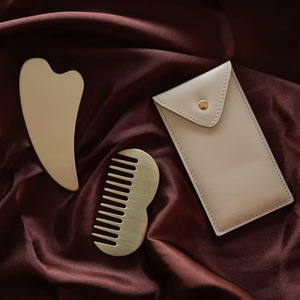 Japanese and Korean style minimalist gua sha board protective case, PU leather gua sha massager storage <b>bag</b>, facial beauty gua - Product Image 1