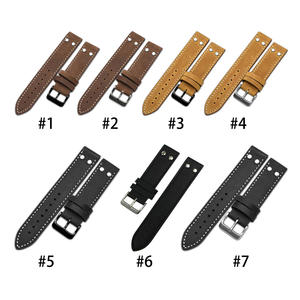 Bracelet de montre en cuir de qualité supérieure 20MM 22MM <span class=keywords><strong>Chrono</strong></span> Sport Series Rivet Bracelet de montre en acier - Product Image 6
