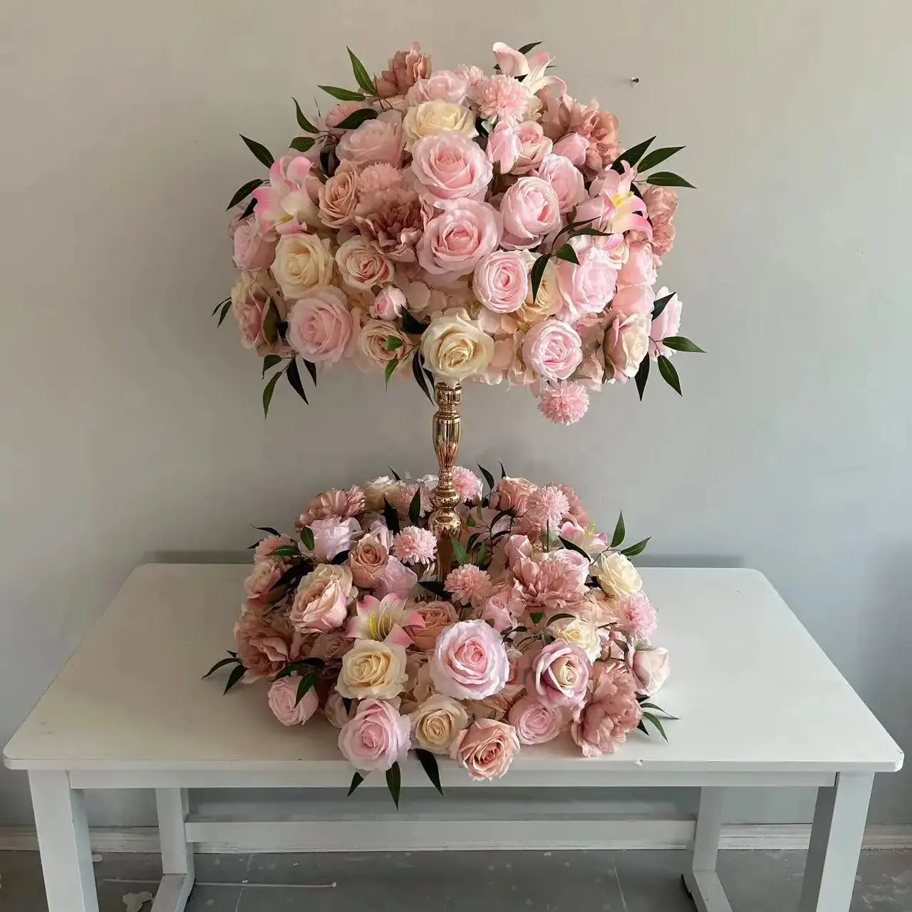 D-FB001 Groothandel Bruiloft Zijde Roze Rose Bloemen Tafel Centerpieces Kunstmatige Grote Bloem Bal Voor Evenement Feest Decoratie