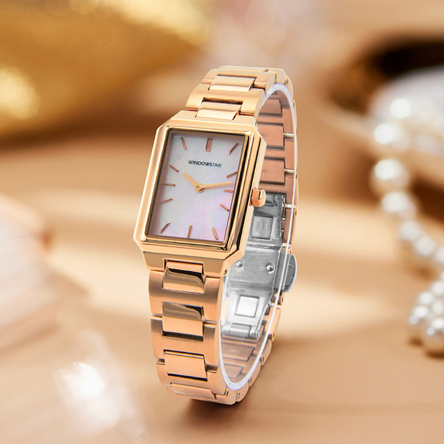 OEM ODM Rose Gold Custom Simple Square Stainless Steel Quartz Movement 5BAR Water Resistant High Quality Luxury Sport Fashion