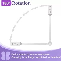 180 °   Prise de courant rotative et extensible avec 2 prises CA, USB-A et USB-C, rallonge de prise pour canapé