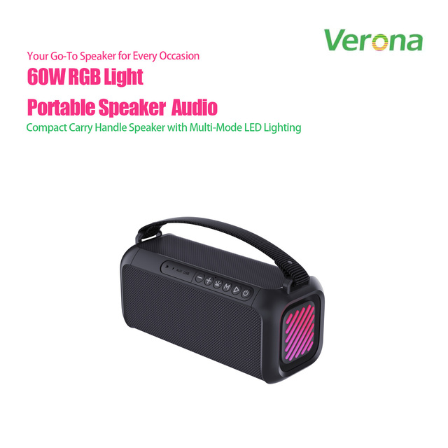60W Portable Speaker with RGB Light IPX5 Waterproof Built-in Microphone Leather Handle & TWS for Outdoor Parties