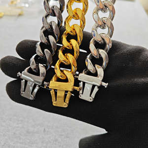 Cadena de Metal de 19mm de alta calidad, Collar de cadena cubana de acero inoxidable dorado para mascotas, Collar de entrenamiento para perros grandes - Product Image 3