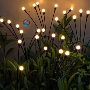 Buiten Tuin Decoratie Led Lights Kunstmatige Groothandel Windblown Vuurvliegjes Stick Met Zonnepaneel Verlichting