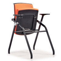 Foshan Vente en gros Chaise en plastique noir à jambes solides Chaise de bureau Chaise de bureau pliable avec sac de siège souple
