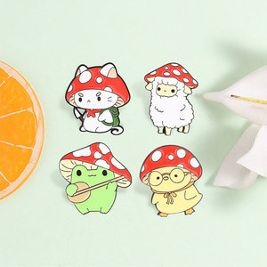 Adorable Juego de Broches Esmaltados de Hongo con Manchas Rojas para Decoración de Uso Diario - Product Image 3