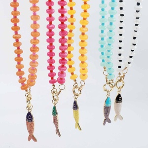 Collier bohème coloré en résine perlée avec pendentif poisson, style vacances, bijoux ras-du-<span class=keywords><strong>cou</strong></span>, vente en gros REACH - Product Image 3