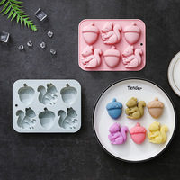 Moule en silicone antiadhésif à thème écureuil, de qualité alimentaire, réutilisable, mignon, magnétique, pour chocolat, bonbons et glaçons DIY