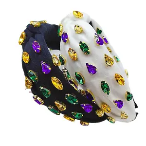 mardi gras rhinestones headbands carnival hair accessories purple yellow green hair bands for women