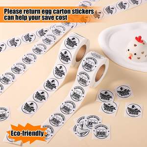 Étiquettes en carton d'oeufs de poulet Timbres et autocollants d'emballage d'oeufs frais de ferme Veuillez retourner pour les oeufs de poulet frais - Product Image 5