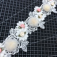 JFL101Heavy Hand Applique Cloué Perle Vison Boule De Poils Soluble Dans L'eau Dentelle Vêtements Enfants Maison Textile Accessoires