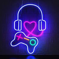 Décoration de salle d'e-sport, enseignes lumineuses en forme de jeux vidéo, néons en forme de manette, éclairages d'ambiance LED