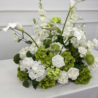 Bouquet de fleurs artificielles moderne pour mariage, thème blanc et vert, 70 cm, grande fleur d'allée avec guirlande suspendue pour décoration d'autel