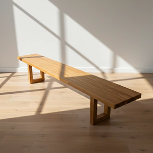 Banc en bois massif Natsuki avec finition naturelle, design minimaliste moderne, durable et facile à nettoyer, pour salon, extérieur - Product Image 6