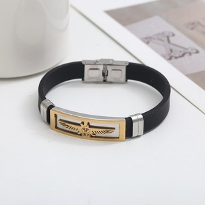 Bracelet en silicone pour homme, design géométrique, fermoir en acier inoxydable, bijoux cadeau - Product Image 3