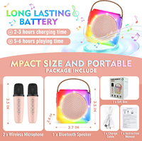 Machine de Karaoké Portable Mini pour Enfants, Enceinte de Fête avec Deux Micros Sans Fil, Lumière Couleurs RGB, Pour Chanter à la Maison, en Famille, en Extérieur