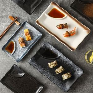 Japanese Style <b>Ceramic</b> Dumpling <b>Plate</b> with Vinegar Dish Rectangular French Fries <b>Plate</b> Porcelain Sushi Dessert <b>Plate</b> - Product Image 2