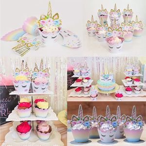 UNK <strong>Unicorn</strong> Theme Happy Birthday <strong>Party</strong> Decoration for Girl Baby Shower Banner Paper Balloons Partied Plates Set <strong>Party</strong> <strong>Supplies</strong> - Product Image 6