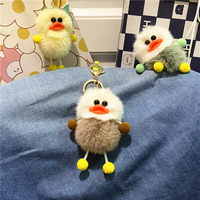 Porte-clés en peluche canard mignon en promotion, pendentif de sac d'école pour enfants, porte-clés animal de dessin animé 3D