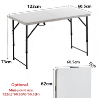 Table en PEHD, PP et acier moulé par soufflage avec pieds en acier, ourlet raffiné, style américain, économique et pratique