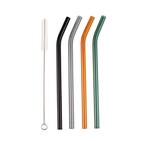 Pailles réutilisables en verre borosilicate pour boisson, accessoires de bar écologiques avec emballage carton et brosse
