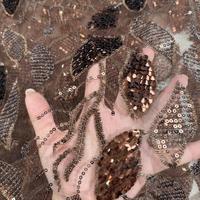 Tissu en dentelle française à sequins de haute qualité, tissu en dentelle brodée élégante pour robes de femmes