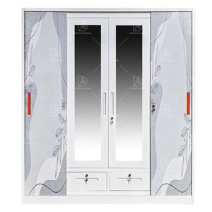 <span class=keywords><strong>Armoire</strong></span> moderne en acier avec porte <span class=keywords><strong>coulissante</strong></span> miroir et tiroirs | Armoires de chambre en aluminium sur mesure - Product Image 5