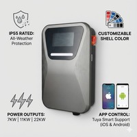 Stasiun Pengisian Daya EV Wallbox Baru Xuzhao T11 Bersertifikasi UKCA 7kW Tipe 2/GBT/GB, Terhubung & Siap Pakai 16A Abu-abu untuk Rumah