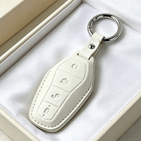 Housse de clé de voiture en cuir de luxe pour BYD Han EV/Tang DM, étui pour clé de voiture à 4 boutons, protection anti-rayures Yuan