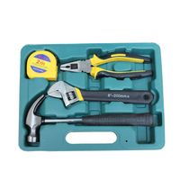 Ensemble d'outils de réparation domestique multi-usages 16 pièces avec marteau, pince, tournevis, mètre ruban, couteau utilitaire, étui en plastique